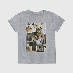 Футболка хлопковая детская Художник эстетика, цвет: меланж