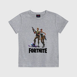 Футболка хлопковая детская Fortnite PVE, цвет: меланж