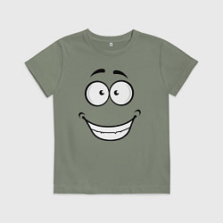 Футболка хлопковая детская Счастливая улыбка крупно, цвет: авокадо