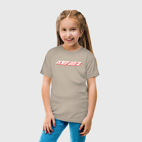 Детская футболка Ateez logo / Миндальный – фото 4