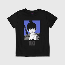 Футболка хлопковая детская Человек-бензопила Aki, цвет: черный
