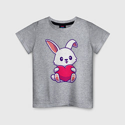 Футболка хлопковая детская Heart rabbit, цвет: меланж
