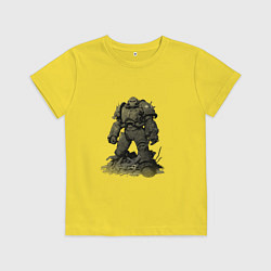 Футболка хлопковая детская Воин в силовой броне защитной - Fallout, цвет: желтый