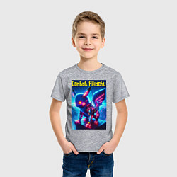 Футболка хлопковая детская Боевой Пикачу киборг, цвет: меланж — фото 2