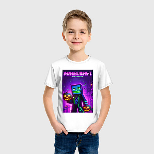Детская футболка Minecraft - halloween neon glow / Белый – фото 3