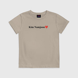 Футболка хлопковая детская BTS Kim Nam-joon, цвет: миндальный