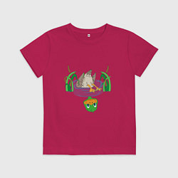 Футболка хлопковая детская Любопытный утенок, цвет: маджента