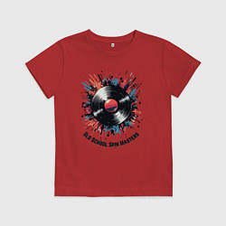 Футболка хлопковая детская Стрит-арт: виниловая Пластинка, цвет: красный