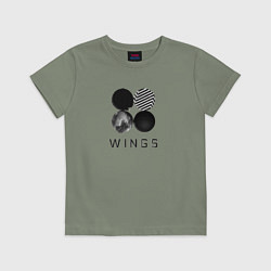 Футболка хлопковая детская BTS Wings, цвет: авокадо