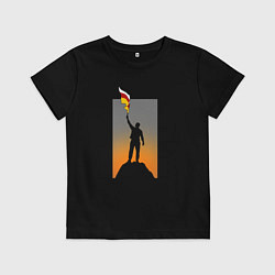Футболка хлопковая детская Человек с осетинским флагом, цвет: черный