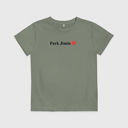 Футболка хлопковая детская BTS Park Jimin, цвет: авокадо