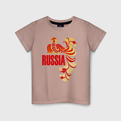 Футболка хлопковая детская Russia, цвет: пыльно-розовый
