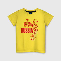 Футболка хлопковая детская Russia, цвет: желтый