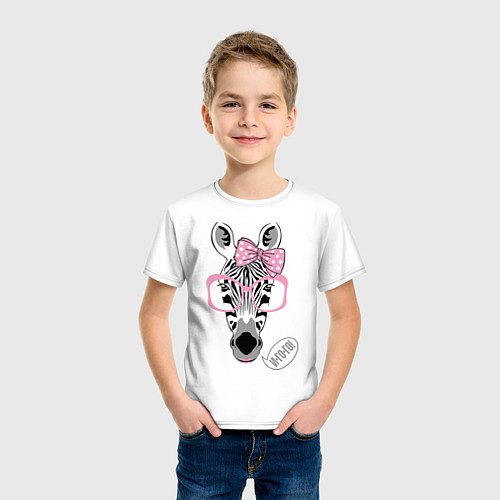 Детская футболка Зебра в очках / Белый – фото 3