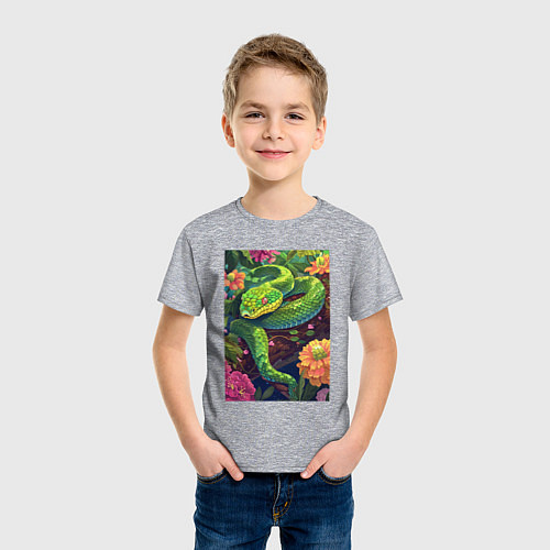 Детская футболка Тропическая змея / Меланж – фото 3