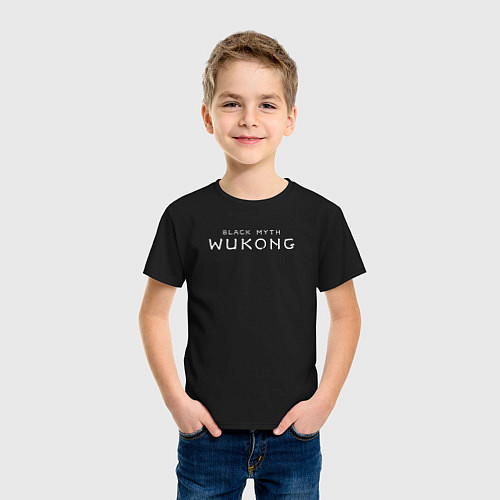 Детская футболка Black Myth Wukong white logo / Черный – фото 3