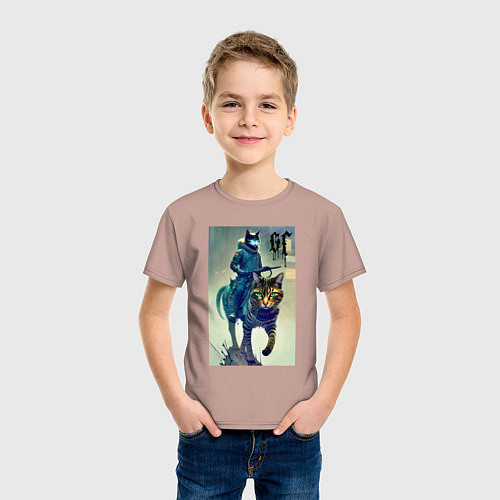 Детская футболка Cat forces - ai art fantasy / Пыльно-розовый – фото 3