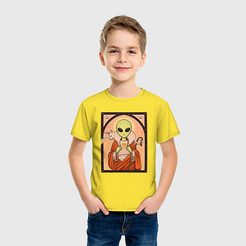Детская футболка Пришелец и кот-единорог / Желтый – фото 3