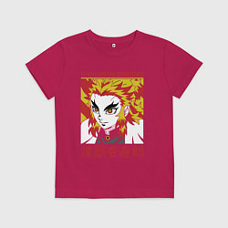 Футболка хлопковая детская Клинок рассекающий демонов Rengoku Kyoujurou, цвет: маджента