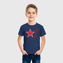 Футболка хлопковая детская Красная звезда и карандаш, цвет: тёмно-синий — фото 2