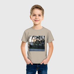 Футболка хлопковая детская Имя Анна из капель дождя, цвет: миндальный — фото 2