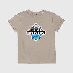 Футболка хлопковая детская Круглосуточная доставка - Водитель, цвет: миндальный