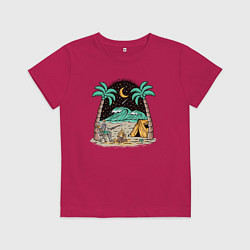 Футболка хлопковая детская Отдых у моря, цвет: маджента