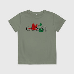 Футболка хлопковая детская Гусси - гуси летят, цвет: авокадо