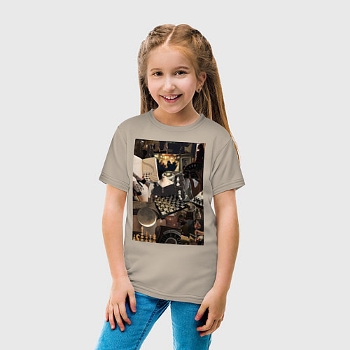 Детская футболка Шахматы коллаж / Миндальный – фото 4