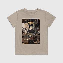 Футболка хлопковая детская Шахматы коллаж, цвет: миндальный