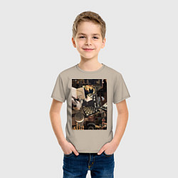 Футболка хлопковая детская Шахматы коллаж, цвет: миндальный — фото 2