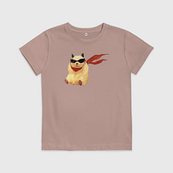 Футболка хлопковая детская Хомяк супергерой, цвет: пыльно-розовый