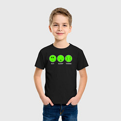 Футболка хлопковая детская Eat sleep tennis, цвет: черный — фото 2