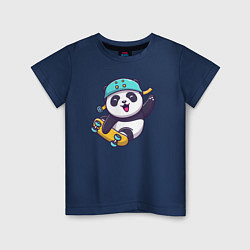 Футболка хлопковая детская Skater panda, цвет: тёмно-синий