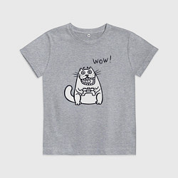Футболка хлопковая детская Котик вау, цвет: меланж
