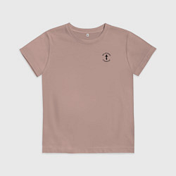 Футболка хлопковая детская Мы русские с нами Бог Крест черный на узорном флаг, цвет: пыльно-розовый