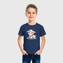 Футболка хлопковая детская Милый козлик, цвет: тёмно-синий — фото 2