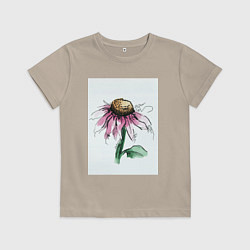 Футболка хлопковая детская Любит-не любит, цвет: миндальный