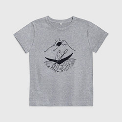 Футболка хлопковая детская Мишка в лодке, цвет: меланж