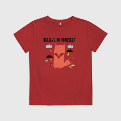 Футболка хлопковая детская Лисичка - верь в себя, цвет: красный