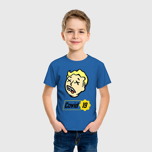 Детская футболка Vault boy - covid 19 / Синий – фото 3