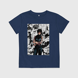 Футболка хлопковая детская Магическая битва Маки Дзэнин коллаж, цвет: тёмно-синий