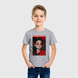 Футболка хлопковая детская Фанарт Stray kids Хенджин, цвет: меланж — фото 2