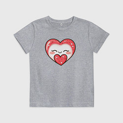 Футболка хлопковая детская Маршмеллоу сердечко, цвет: меланж