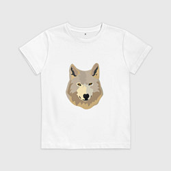 Футболка хлопковая детская Белый волк, цвет: белый