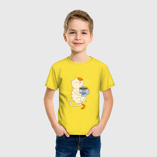 Детская футболка Кошачье чаепитие / Желтый – фото 3