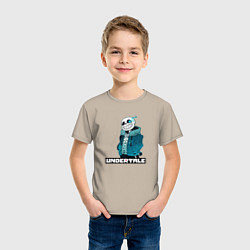 Футболка хлопковая детская Андертайл Санс горящий глаз, цвет: миндальный — фото 2
