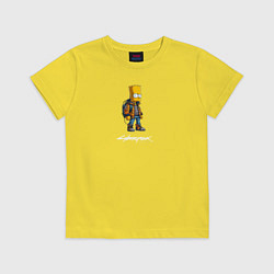 Футболка хлопковая детская Bart Simpson cyberpunk, цвет: желтый