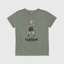 Футболка хлопковая детская Bennett genshin impact love, цвет: авокадо