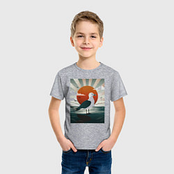 Футболка хлопковая детская Чайка на берегу, цвет: меланж — фото 2